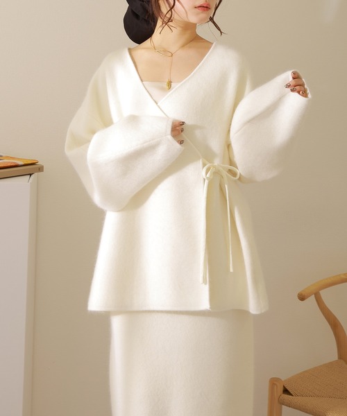 カーディガン cache coeur knit cardigan /カシュクール ボリューム