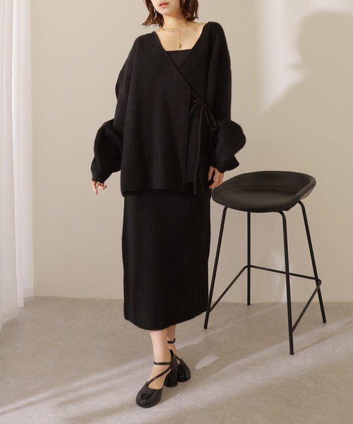 カーディガン cache coeur knit cardigan /カシュクール ボリューム