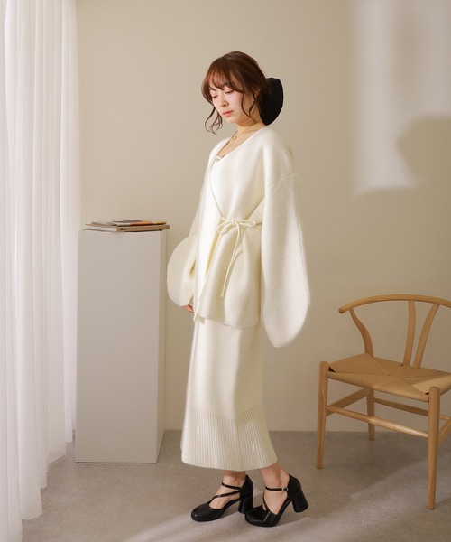 カーディガン cache coeur knit cardigan /カシュクール ボリューム