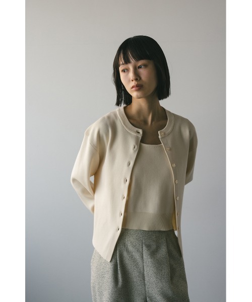 未使用品 クレージュ センターロゴ アンサンブル ニット カーディガン 9 黒 Perfect Suit FActory カーディガン バイカラー ニット