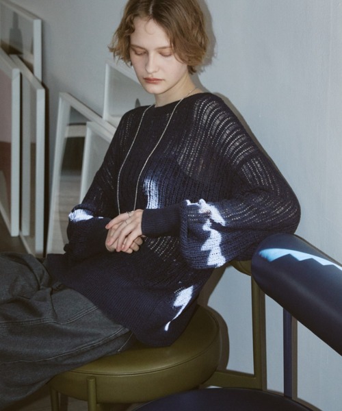 Aunt Marie's - 【新品】AUNT MARIE'S クルーネックケーブルニット Aunt Marie's ニット セーター クルーネックシアーメッシュ