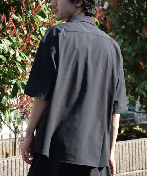 j. ジェイドット 半袖トップス M 黒 GERRY（ジェリー） シャツ 接触冷感 ドットメッシュ ストレッチ 半袖