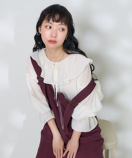 「FREAK'S STORE」 長袖ブラウス フリ- ブラック レディース FREAK'S STORE ブラウス シャツ シアーワッシャーシャツ/袖