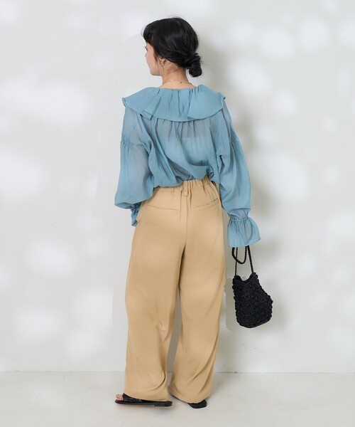 ブラウス シャツ SHEERフリルブラウス レディース FREAK'S STORE ブラウス シャツ シアーフリルブラウス/フリル襟