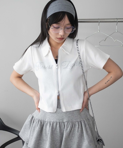 WEGO（ウィゴー） tシャツ WEGO/ラインストーンロゴWZIPトップス