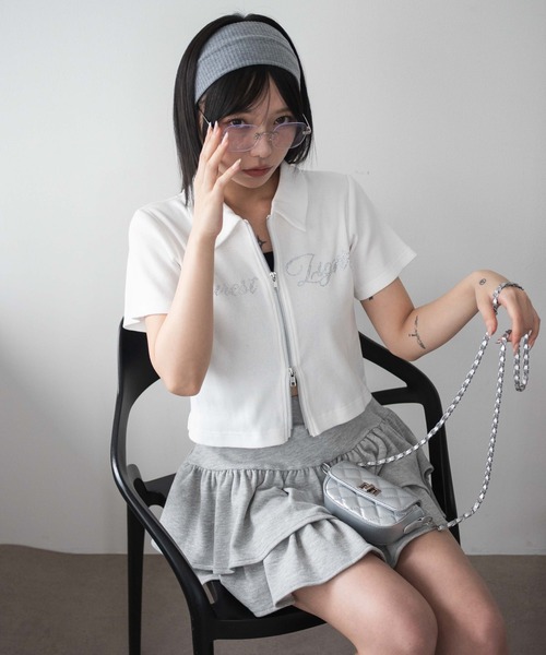 WEGO tシャツ WEGO/「25年春夏新作」ラインストーンロゴWZIP