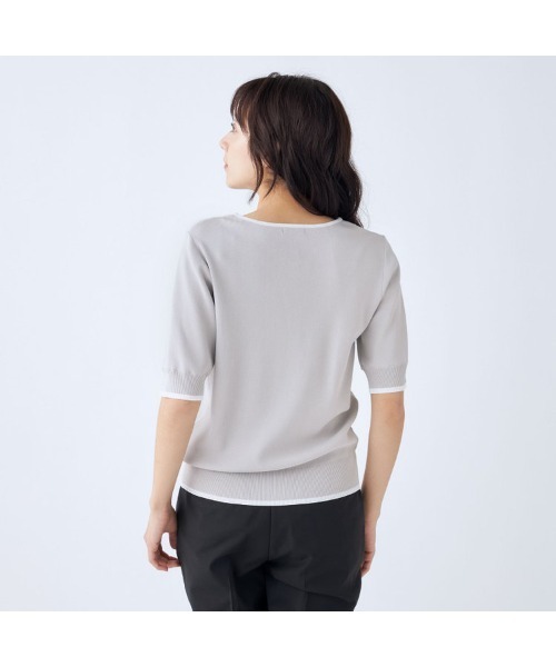 ニット セーター 「洗える涼感サマーニット」Vネック・5分袖 レディース SUIT SELECT ニット セーター 「洗える涼感サマーニット」V