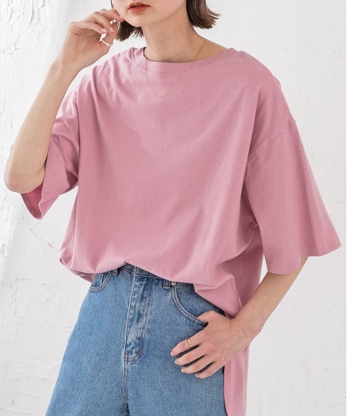 ad thie（アドティエ） tシャツ 半袖 裾ラウンド ロングチュニック