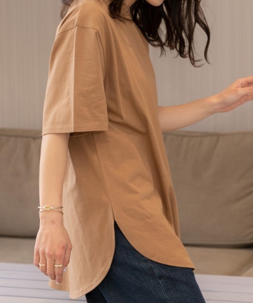 ad thie（アドティエ） tシャツ 半袖 裾ラウンド ロングチュニック