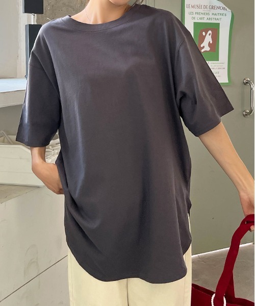 ad thie（アドティエ） tシャツ 半袖 裾ラウンド ロングチュニック