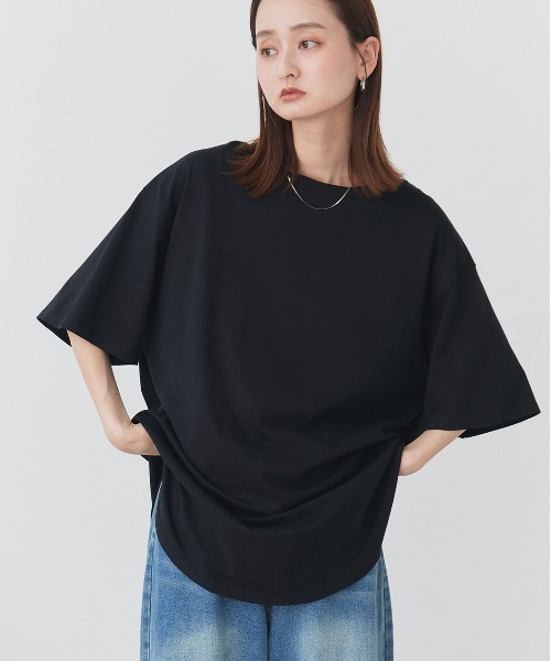 ad thie（アドティエ） tシャツ 半袖 裾ラウンド ロングチュニック