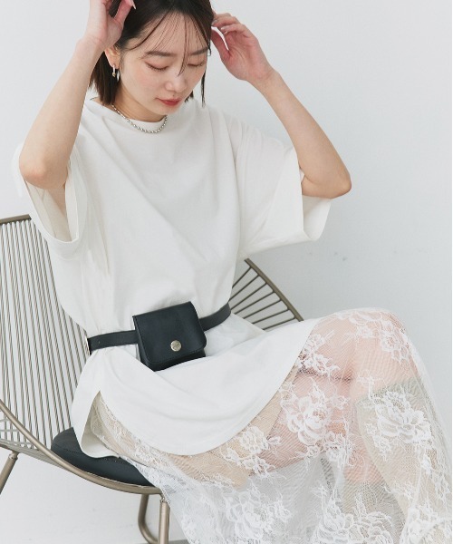 ad thie（アドティエ） tシャツ 半袖 裾ラウンド ロングチュニック
