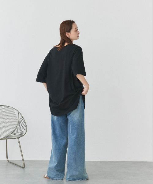 ad thie（アドティエ） tシャツ 半袖 裾ラウンド ロングチュニック