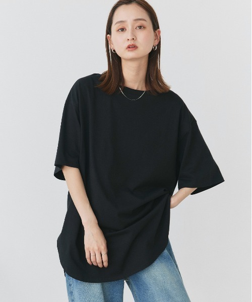 ad thie（アドティエ） tシャツ 半袖 裾ラウンド ロングチュニック