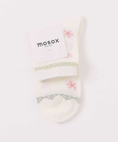 mosox 靴下 「MOSOX」フラワー＆ボーダーデザインソックス レディース