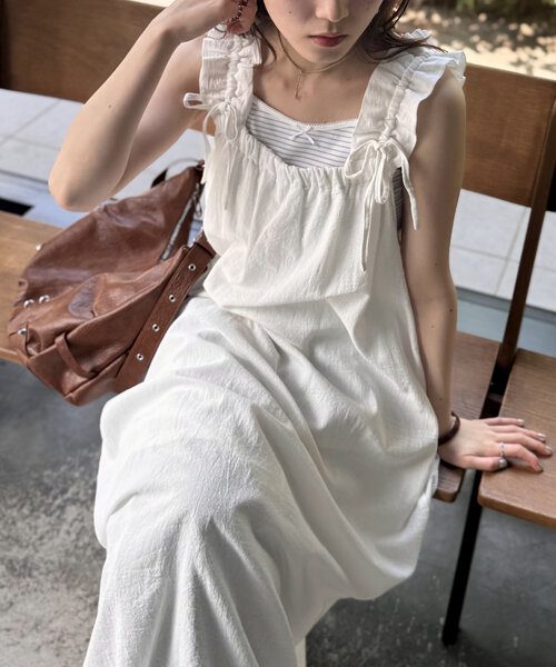 ドロストフリルタンクワンピース w closet ワンピース 「3色展開」ドロストフリルタンク
