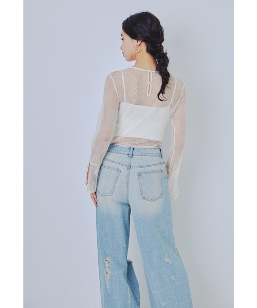 niana tシャツ ベルスリーブレーストップス スリットスリーブ