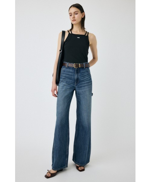 MOUSSY HW WIDE PAINT STRAIGHT ワイドデニムパンツ MOUSSY HW WIDE PAINT STRAIGHT GRY -ファッション通販 FASHION