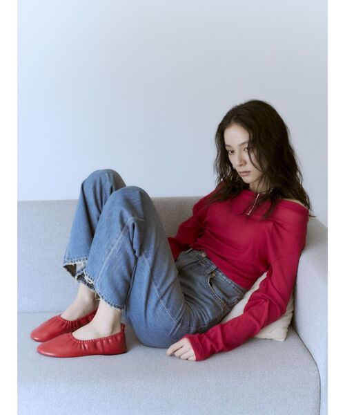 アングリッド オフショルロングスリーブTee Ungrid tシャツ タックデザインオフショルロングスリーブTee