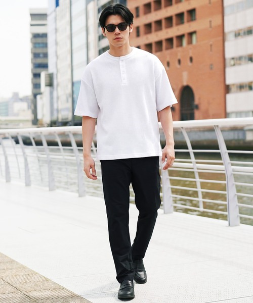 JIGGYS SHOP（ジギーズショップ） ヘンリーネック tシャツ ワッフル