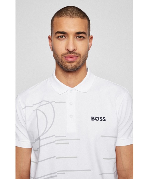 「BOSS」 半袖ポロシャツ S ホワイト メンズ