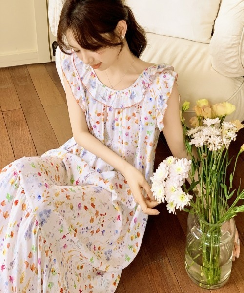 gossip!ロサンゼルス ワンピース レトロガーリー花柄フリル