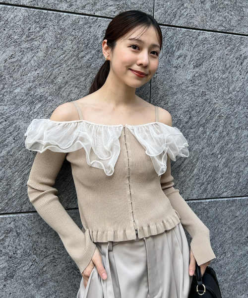 FRAY I.D ニット ベージュ FRAY I.D ニットコンビタックティアード