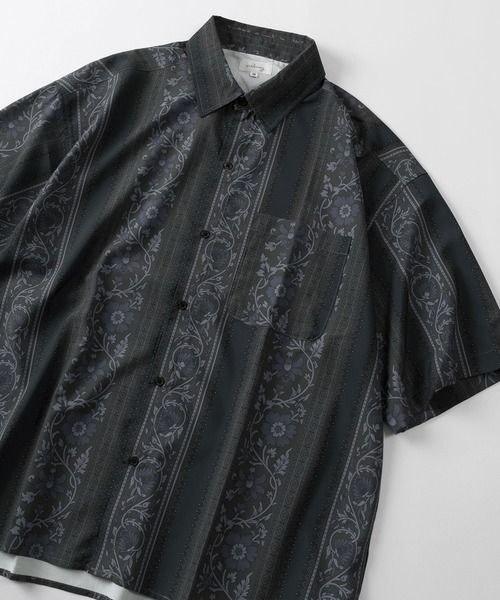 シャツ 「93-1」無地＆総柄 オーバーサイズ ドレープ 半袖シャツ