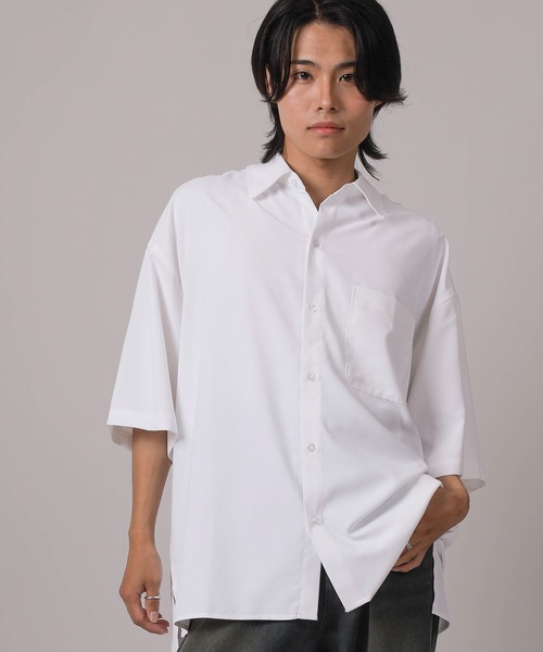 シャツ 「93-1」無地＆総柄 オーバーサイズ ドレープ 半袖シャツ