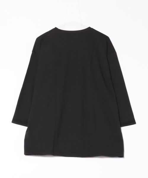 ブラック ポリエステル 七分丈トップス Right-on（ライトオン） tシャツ 「PLUS ONE」「接触冷感」ハイゲージ