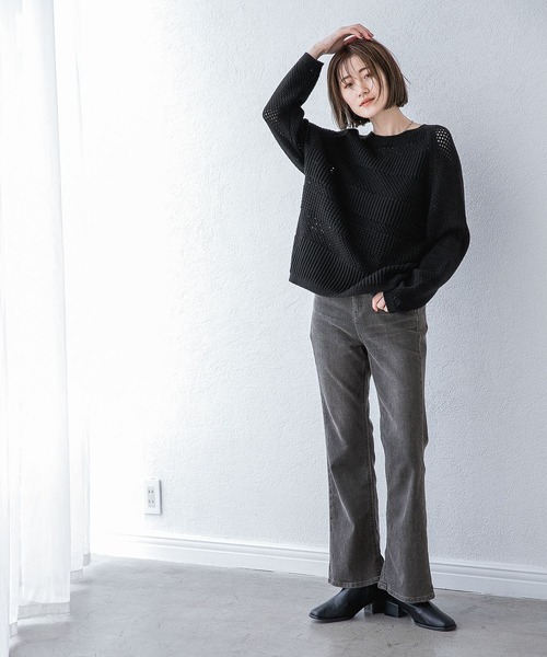 「A part by」 加工ブーツカットデニムパンツ「SOMETHINGコラボ」 LARGE ライトブルー レディース
