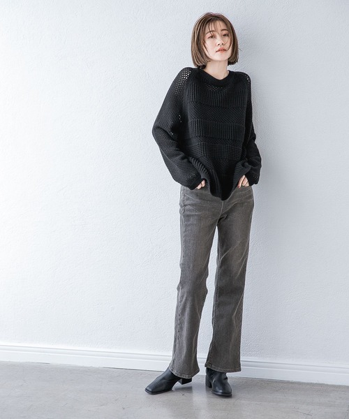 「A part by」 加工ブーツカットデニムパンツ「SOMETHINGコラボ」 LARGE ライトブルー レディース