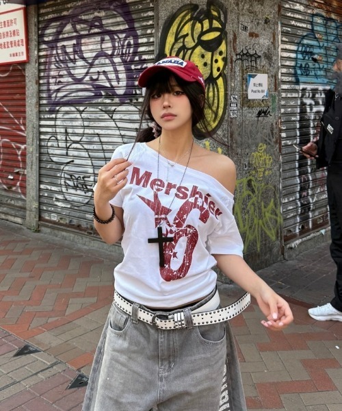 Tシャツ Keystone Snacks 企業ロゴ 半袖 イエロー Lサイズ レディース 古着 ストリート Y2K DEVICE（デバイス） tシャツ シンプル 英字 ロゴ プリント 韓国