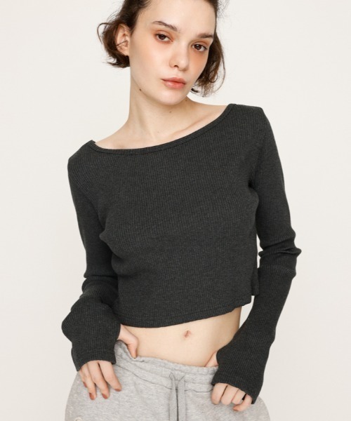 SLY（スライ） tシャツ 2WAY CUT RIB TOPS ツーウェイ カットリブ