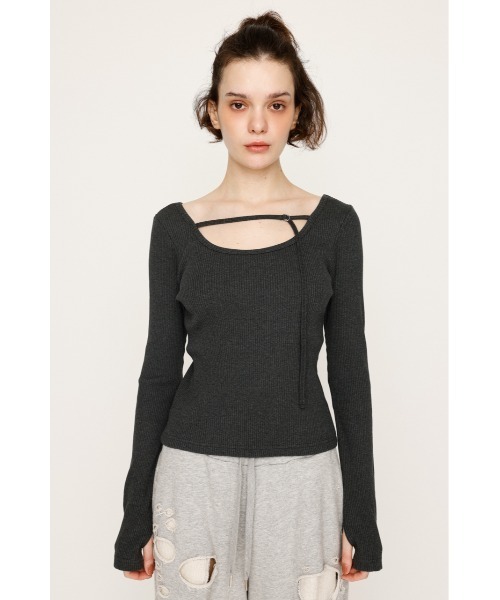 SLY（スライ） tシャツ 2WAY CUT RIB TOPS ツーウェイ カットリブ