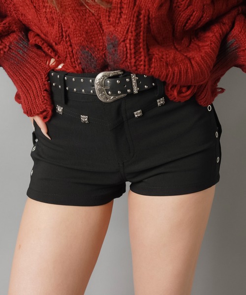 SPINNS（スピンズ） パンツ ハトメスタッズがアクセントストレッチ