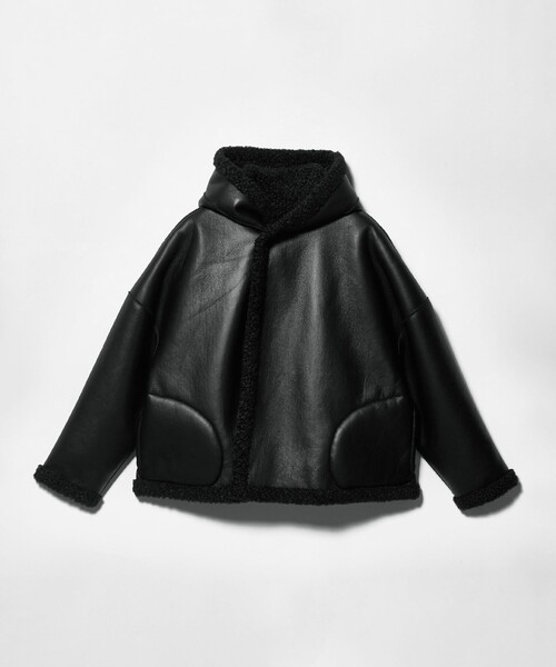 VACHEMENT コート アウター 「VACHEMENT」レザーライク ボア コンビ
