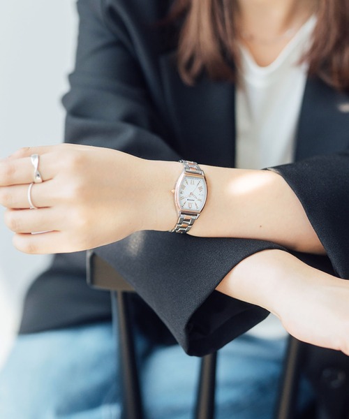 wicca（ウィッカ） 腕時計 ソーラーテック電波時計 シルバー・ピンク