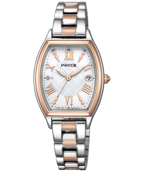 wicca（ウィッカ） 腕時計 ソーラーテック電波時計 シルバー・ピンク