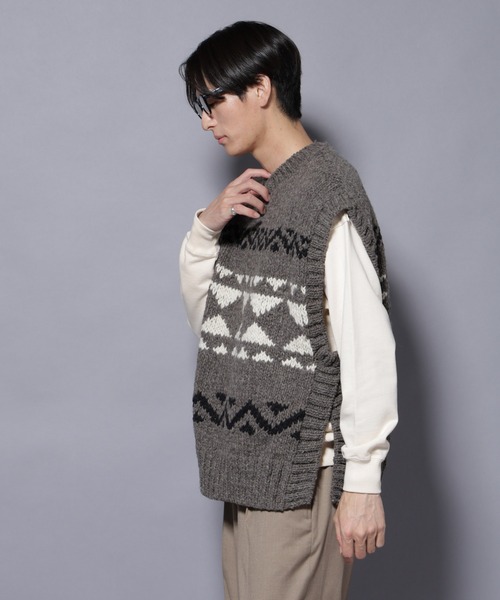 NANO universe（ナノ・ユニバース） ベスト ジレ ペルー産ハンドニット