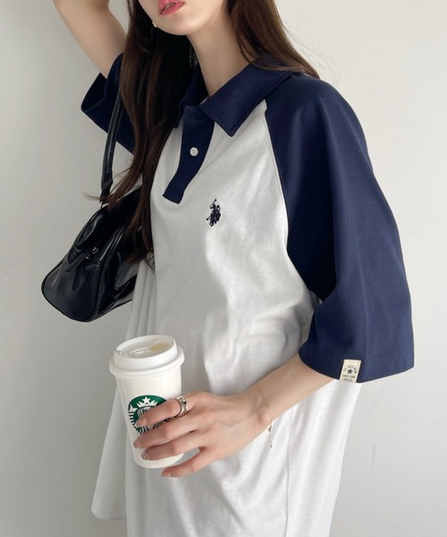 「U.S. POLO ASSN.」 半袖ポロシャツ S ベージュ レディース_画像6