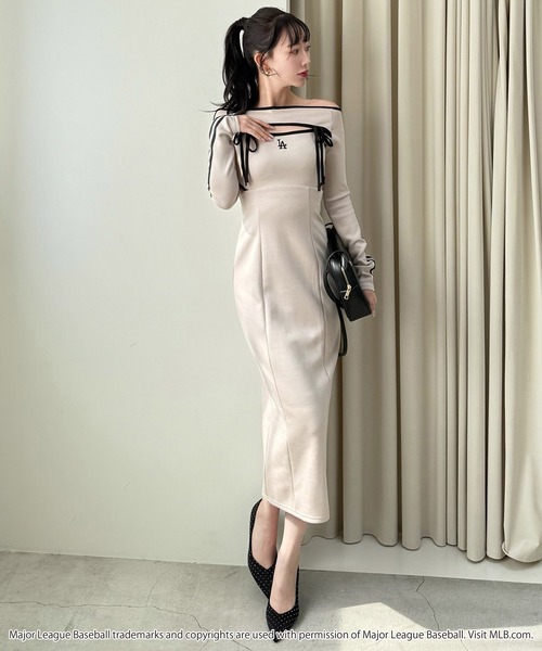 riaa 配色パイピングカットアウトワンピース 新品未使用 ROYAL PARTY（ロイヤルパーティー） ワンピース 「MLB」配色パイピング