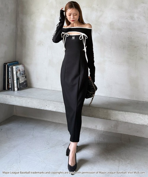 riaa 配色パイピングカットアウトワンピース 新品未使用 ROYAL PARTY（ロイヤルパーティー） ワンピース 「MLB」配色パイピング