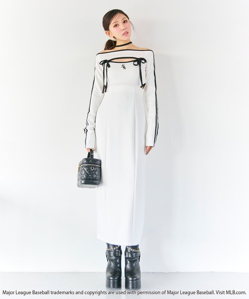 riaa 配色パイピングカットアウトワンピース 新品未使用 ROYAL PARTY（ロイヤルパーティー） ワンピース 「MLB」配色パイピング