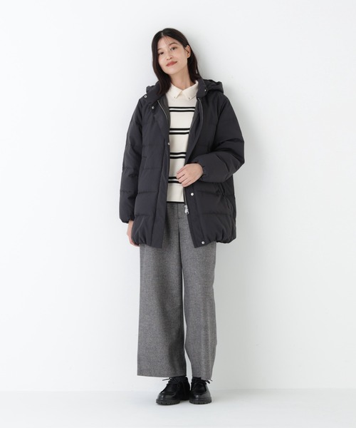 【新品】HUMAN WOMAN ウールコート　ダウンライナー付　フード取り外し可 human woman（ヒューマンウーマン） ダウンコート ダウンジャケット