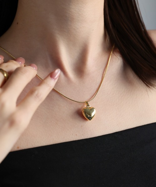 ハート型金属製ネックレス ステンレス ハートネックレス 心臓 ペンダントネックレス ごつめ