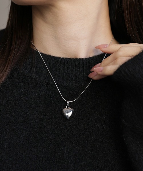 ハート型金属製ネックレス ステンレス ハートネックレス 心臓 ペンダントネックレス ごつめ