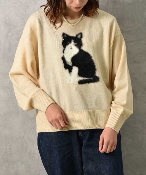 Bleu Bleuet（ブルーブルーエ） ニット セーター le petale Fluffy cat