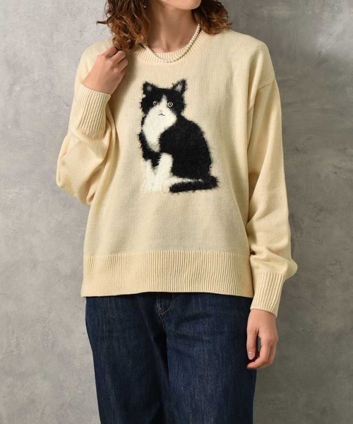 Bleu Bleuet（ブルーブルーエ） ニット セーター le petale Fluffy cat