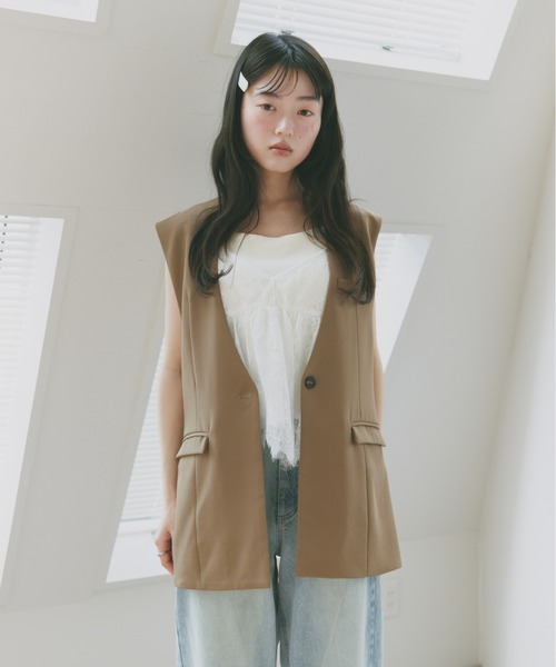 Freesia キャミソール バックリボンレースキャミソールビスチェ